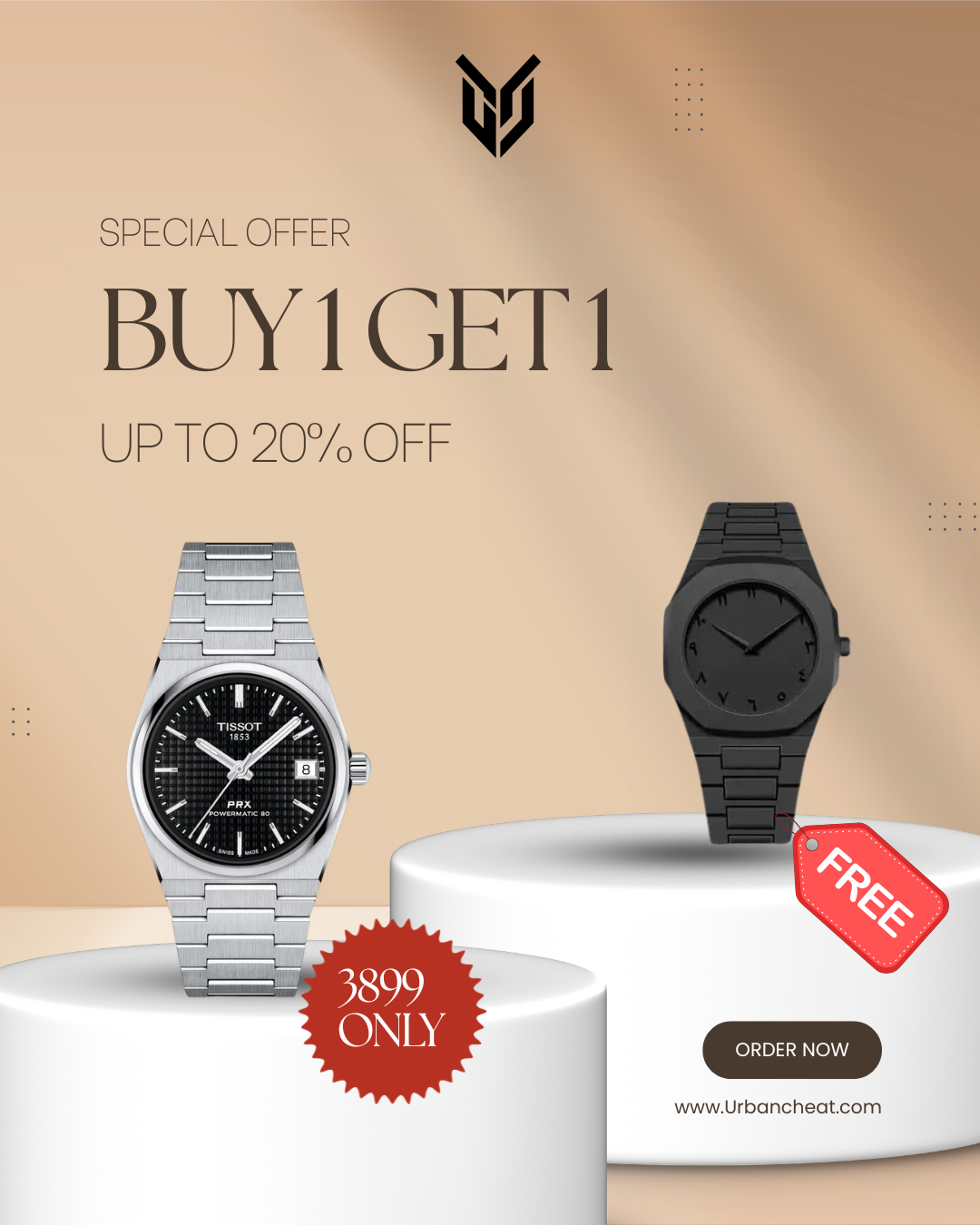 Tissot PRX + Black Aura | Buy 1 & Get 1 Free