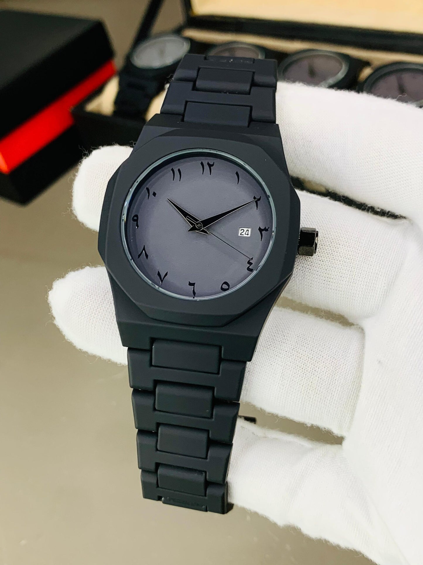 Black Aura Watch for Men – Luxury Minimalist Analog Wristwatch with Premium Strap & Elegant Design