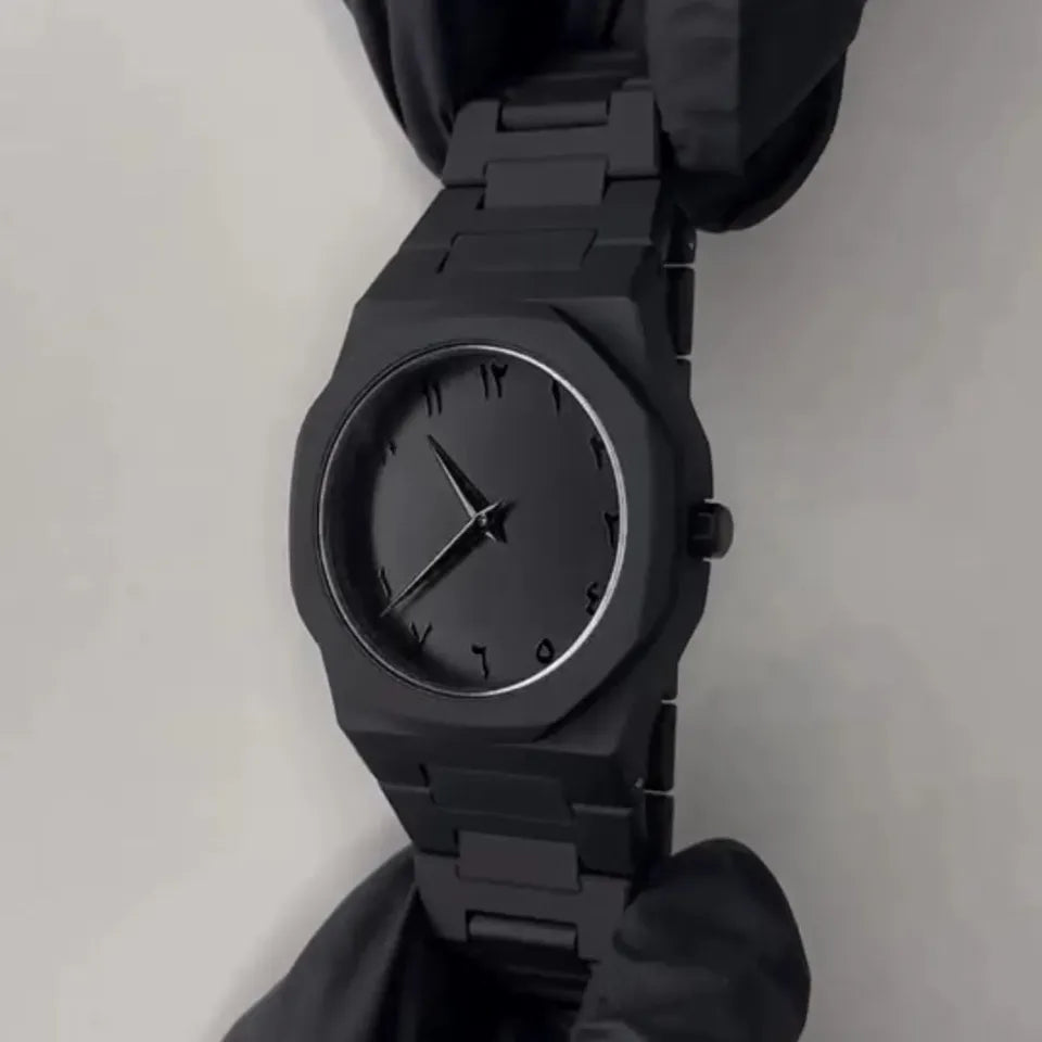 Black Aura Watch for Men – Luxury Minimalist Analog Wristwatch with Premium Strap & Elegant Design