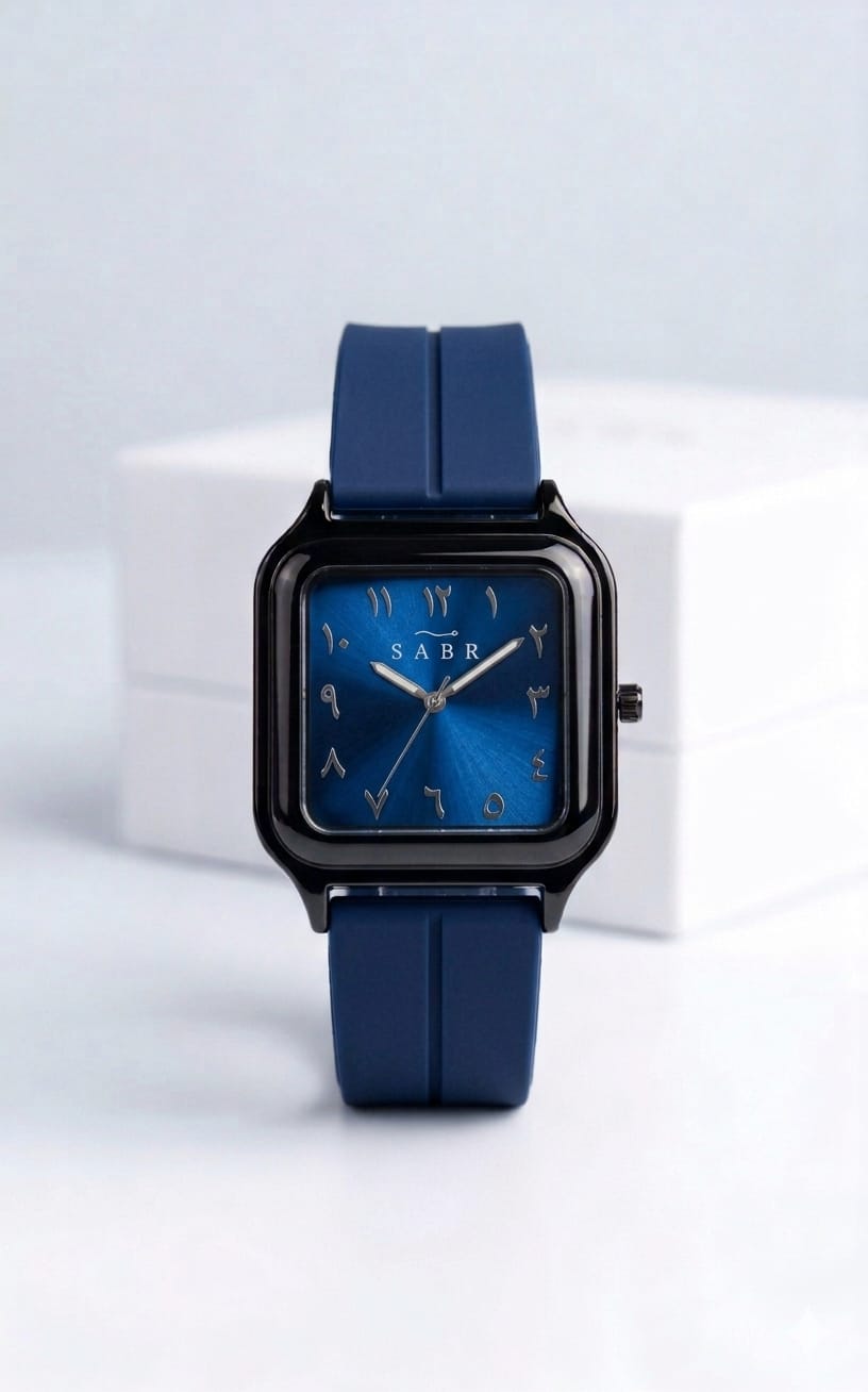 SABR Stealth Square Watch with Eastern Arabic Numerals – Magnetic Strap & Sunray Dial
